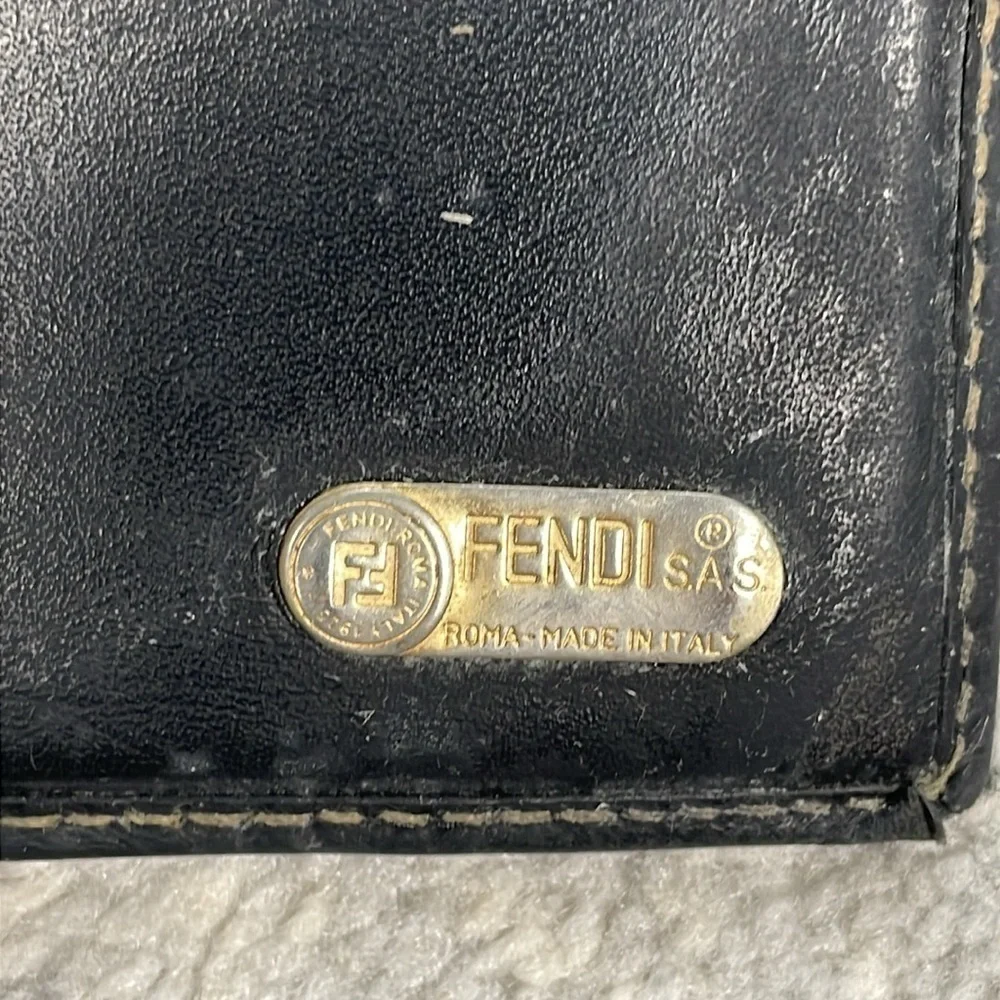 Fendi Tobacco Pequin Coated Canvas Bifold Wallet Stripe Compact